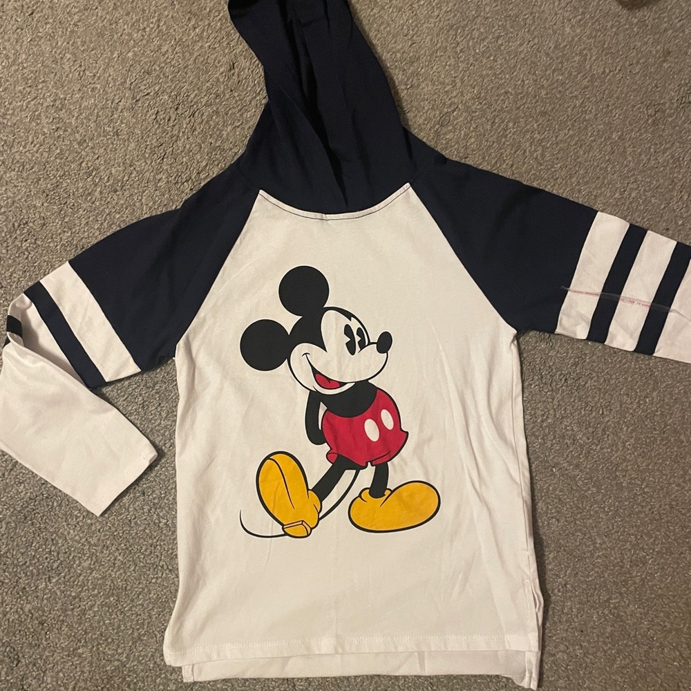 Disney Parks Walt Disney Mickey Mouse Kids Long Sleeve Shirt Size S White Blue